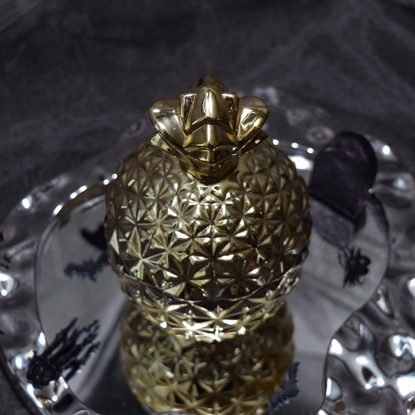 Metallic gold Pineapple Glass Candle Jar 5 oz Luxury Candle Container