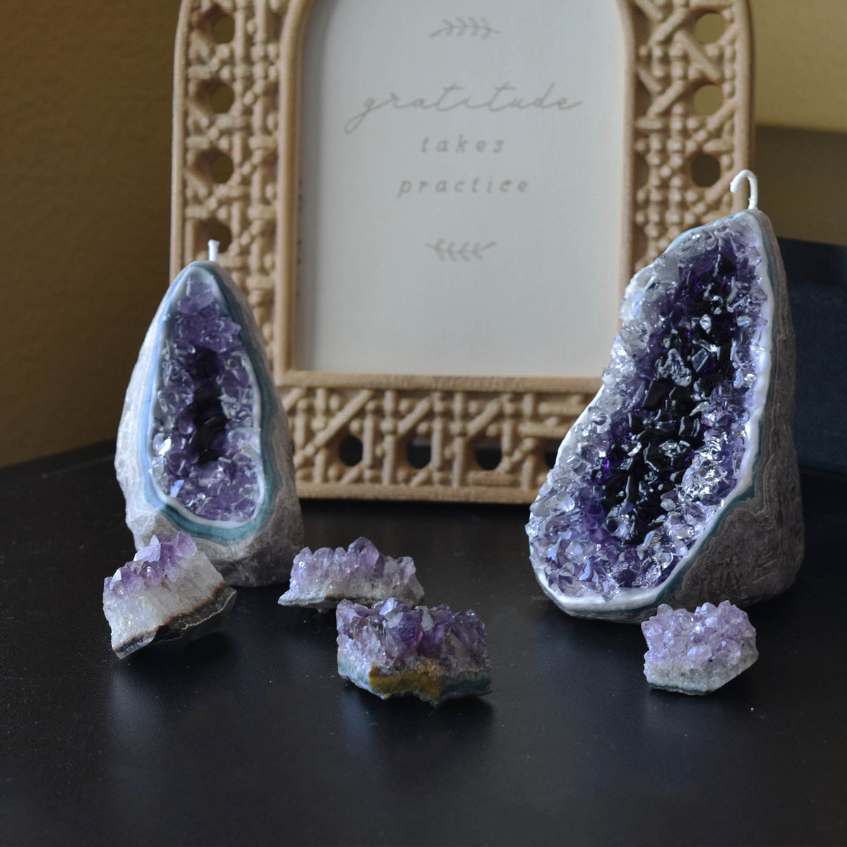 Luxury Amethyst Geode Candle Handcrafted Sculptural Wax Candle