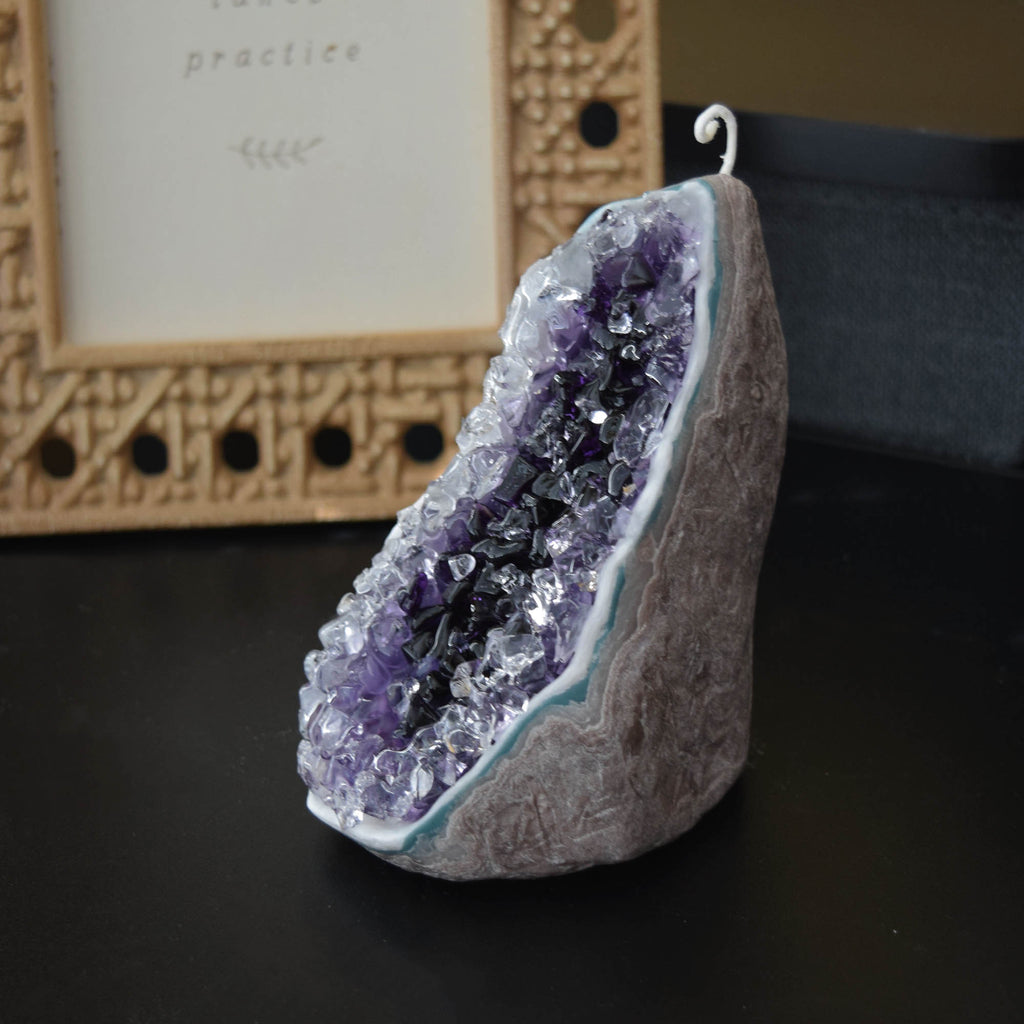 Luxury Amethyst Geode Candle Handcrafted Sculptural Wax Candle