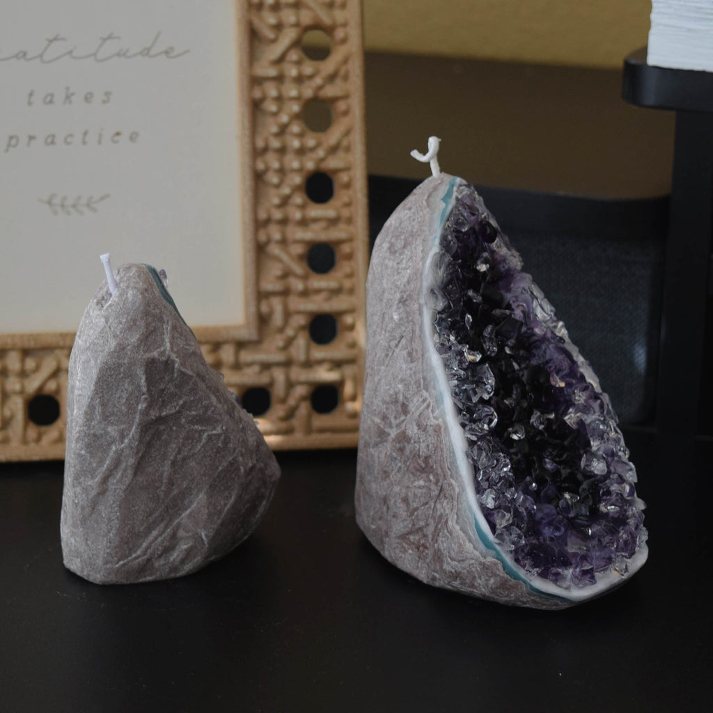 Luxury Amethyst Geode Candle Handcrafted Sculptural Wax Candle