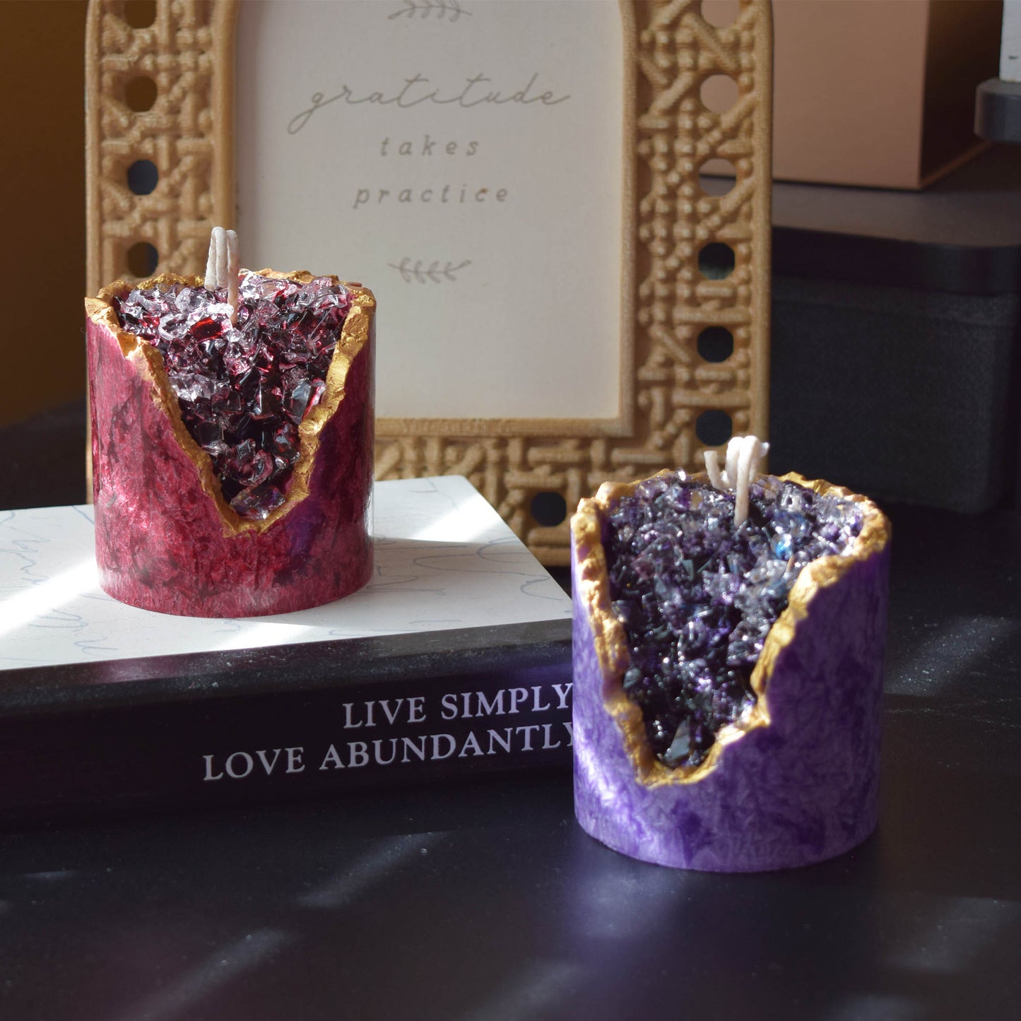 Amethyst Geode Candle Handmade Crystal-Inspired Decor