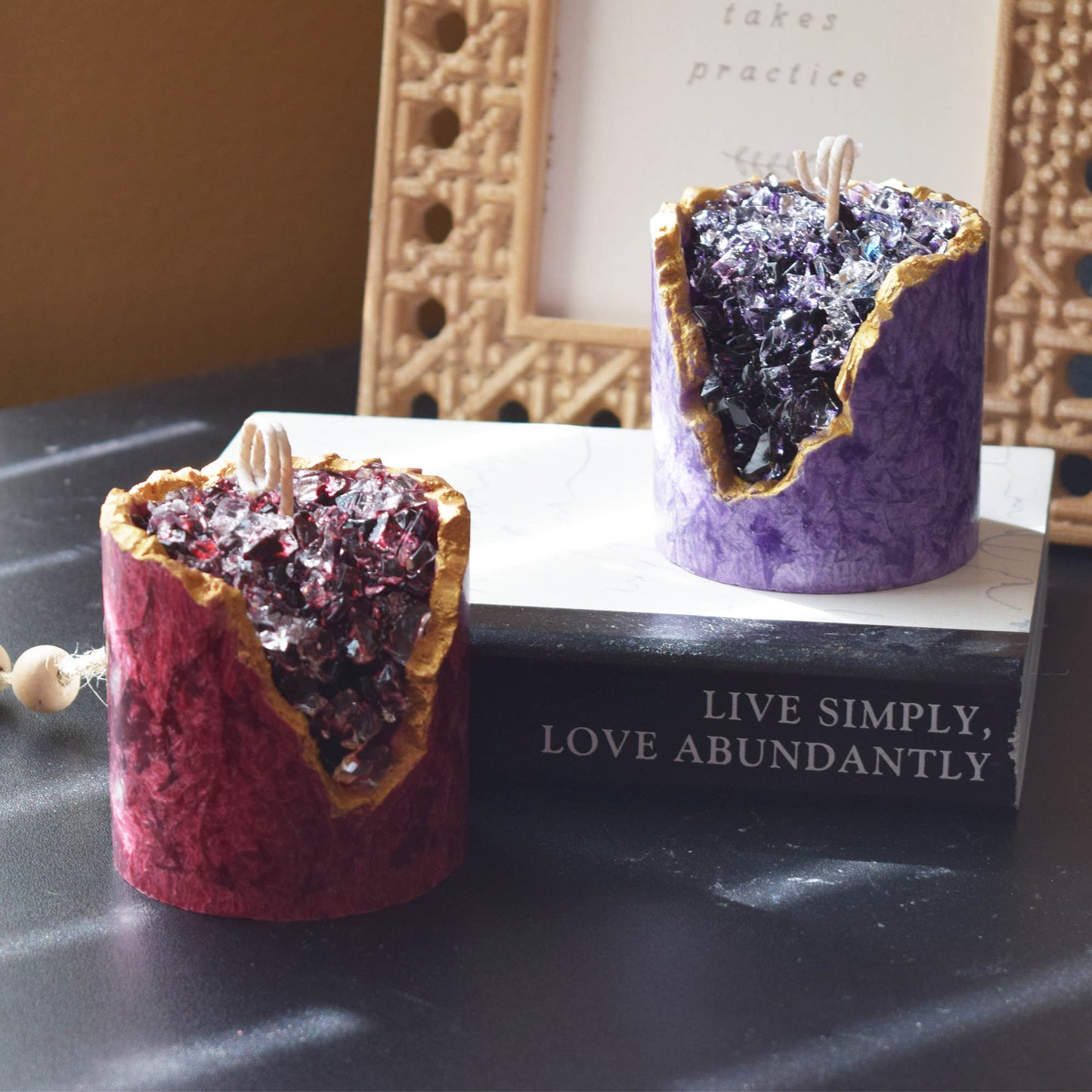 Amethyst Geode Candle Handmade Crystal-Inspired Decor