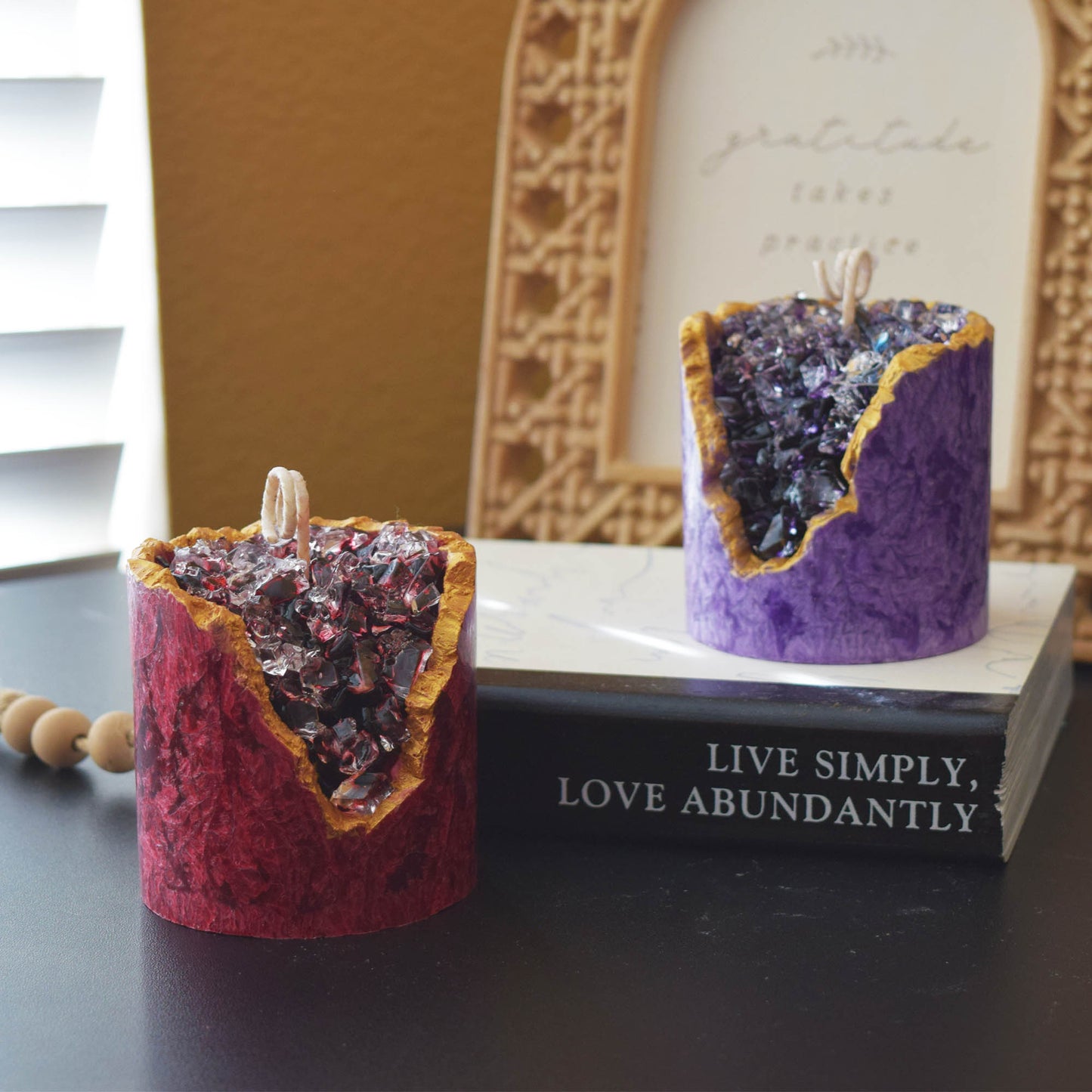 Amethyst Geode Candle Handmade Crystal-Inspired Decor
