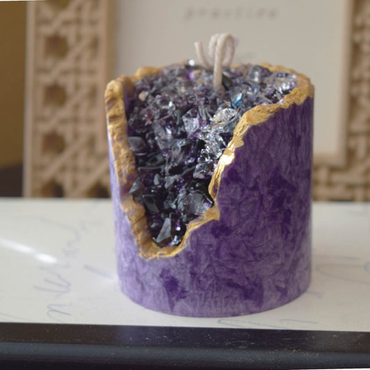 Amethyst Geode Candle Handmade Crystal-Inspired Decor
