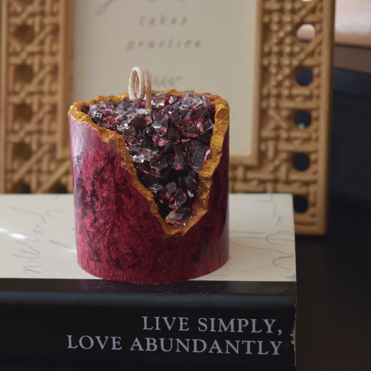 Amethyst Geode Candle Handmade Crystal-Inspired Decor