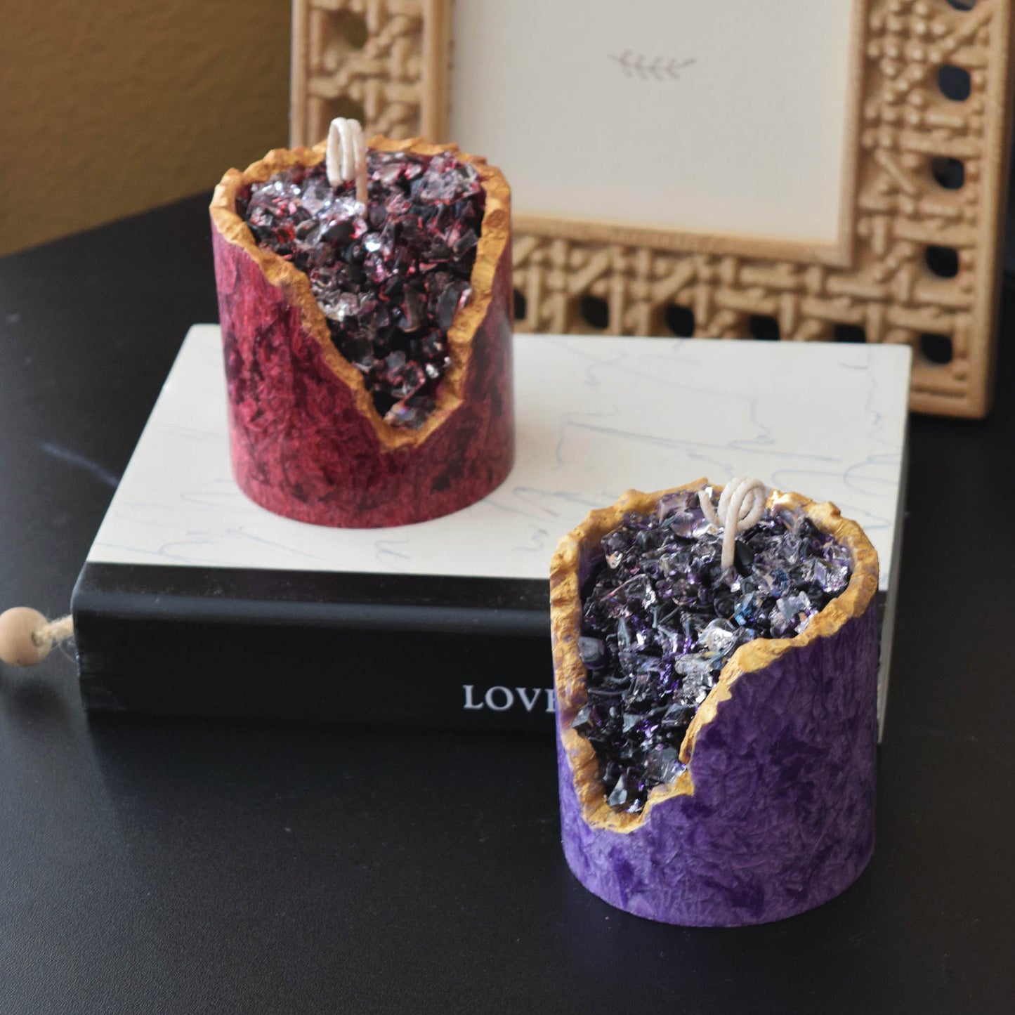 Amethyst Geode Candle Handmade Crystal-Inspired Decor