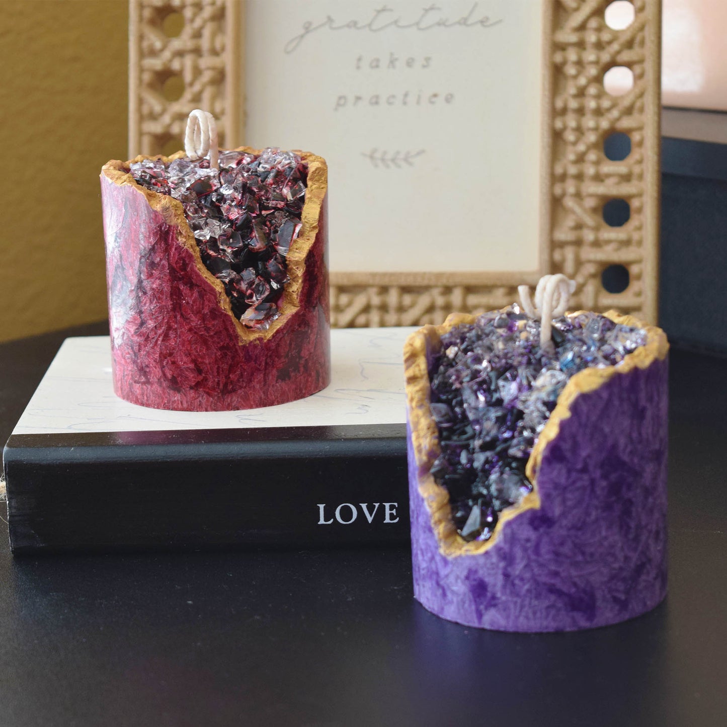 Amethyst Geode Candle Handmade Crystal-Inspired Decor