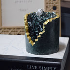 Emerald Textured Crystal Candle Handcrafted Green Geode Candle with Gold Edge