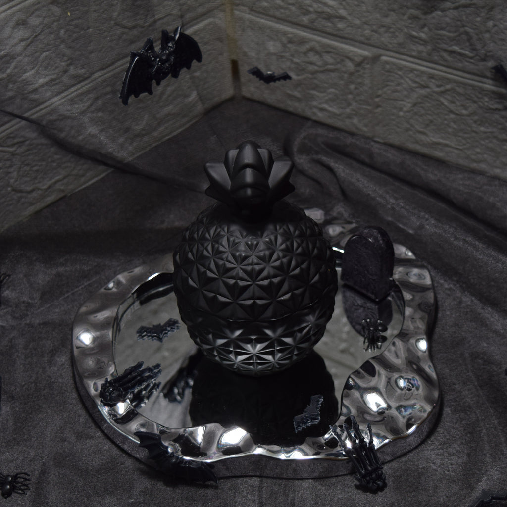 Gothic Black & Red Floral Wax Candle Dark Romantic Home Decor