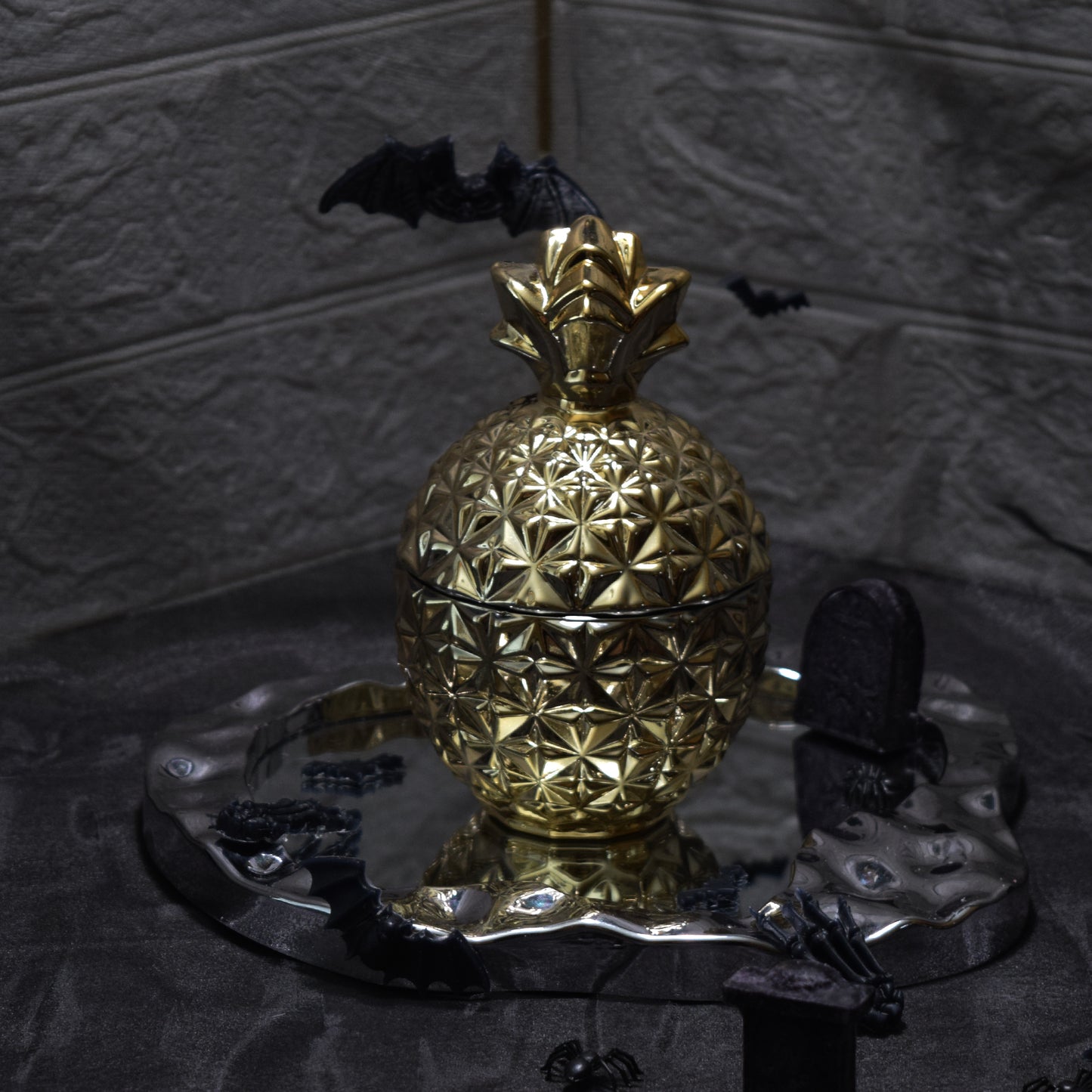 Metallic gold Pineapple Glass Candle Jar 5 oz Luxury Candle Container