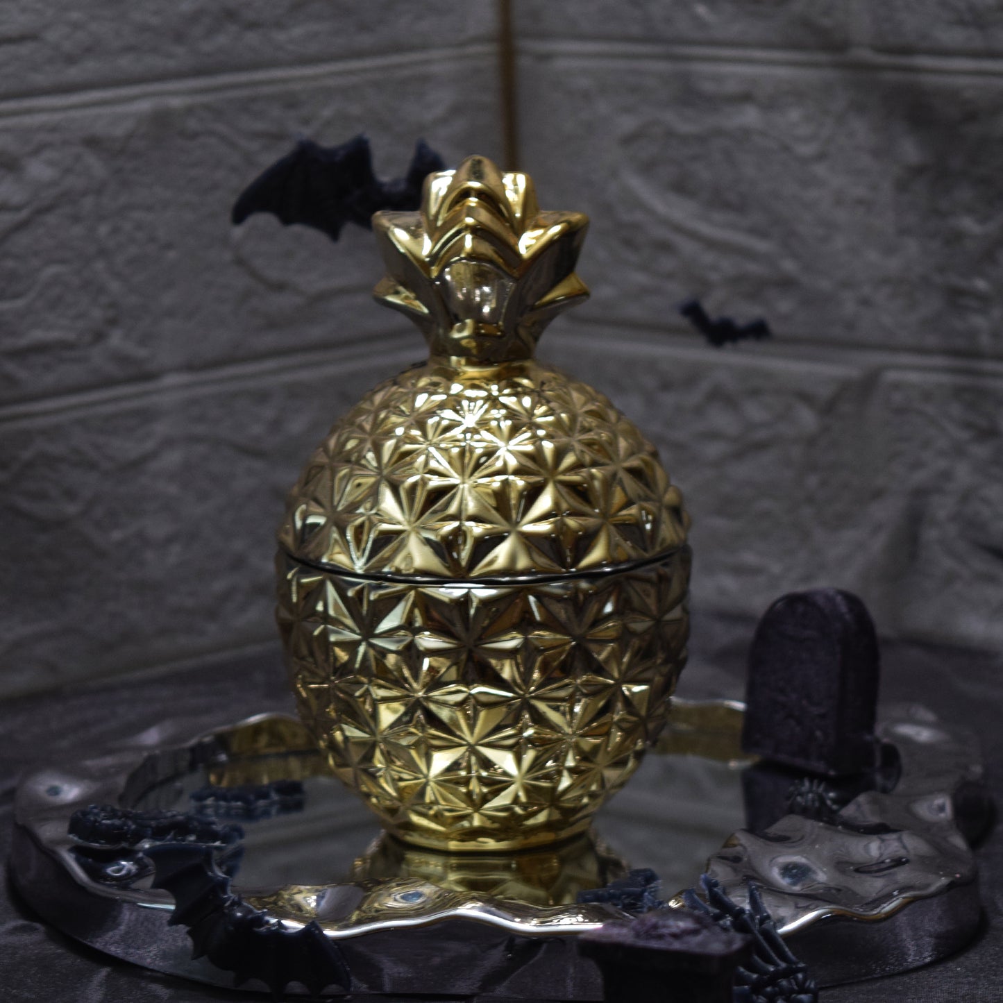 Metallic gold Pineapple Glass Candle Jar 5 oz Luxury Candle Container