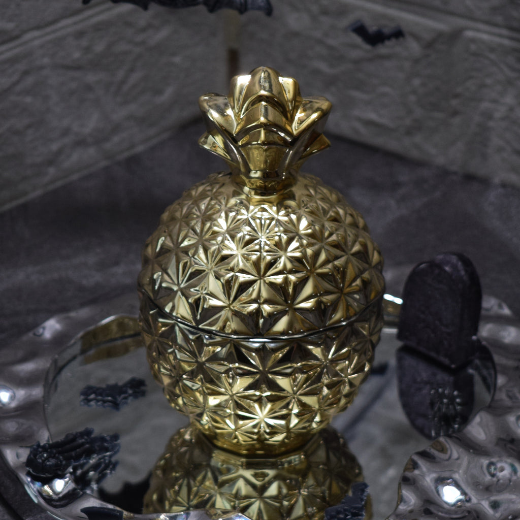 Gothic Gold & Black Floral Wax Candle Dark Romantic Home Decor