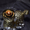 Gothic Gold & Black Floral Wax Candle Dark Romantic Home Decor