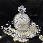 Pearl Beeswax Candle Pearls Gift Set Crystal Glass Jar, Refillable