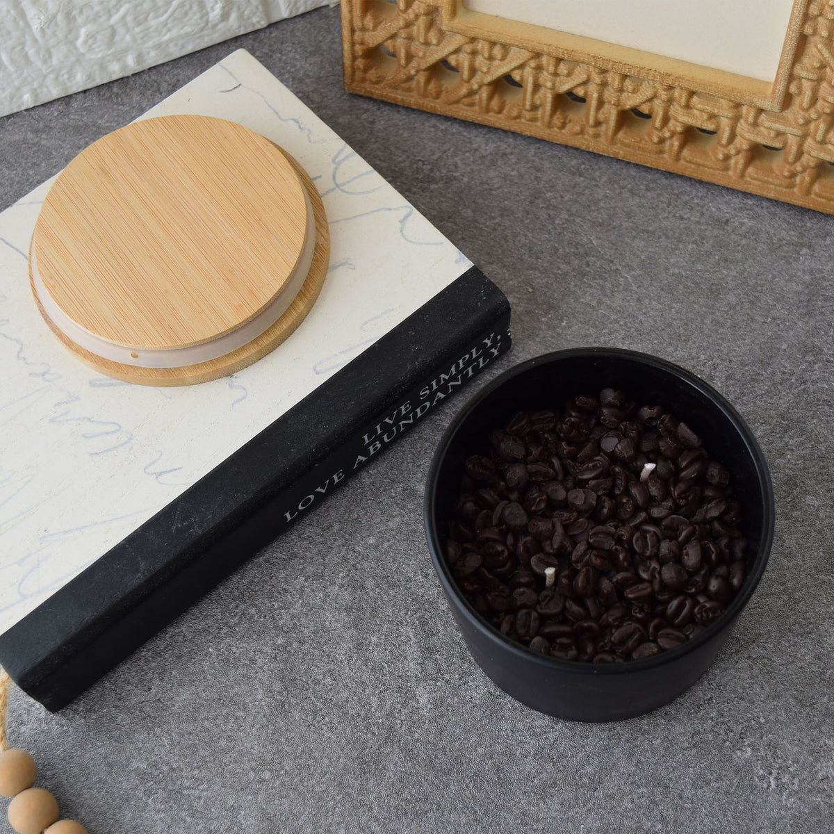 Fresh Coffee Soy Candle in Matte Black Glass Jar