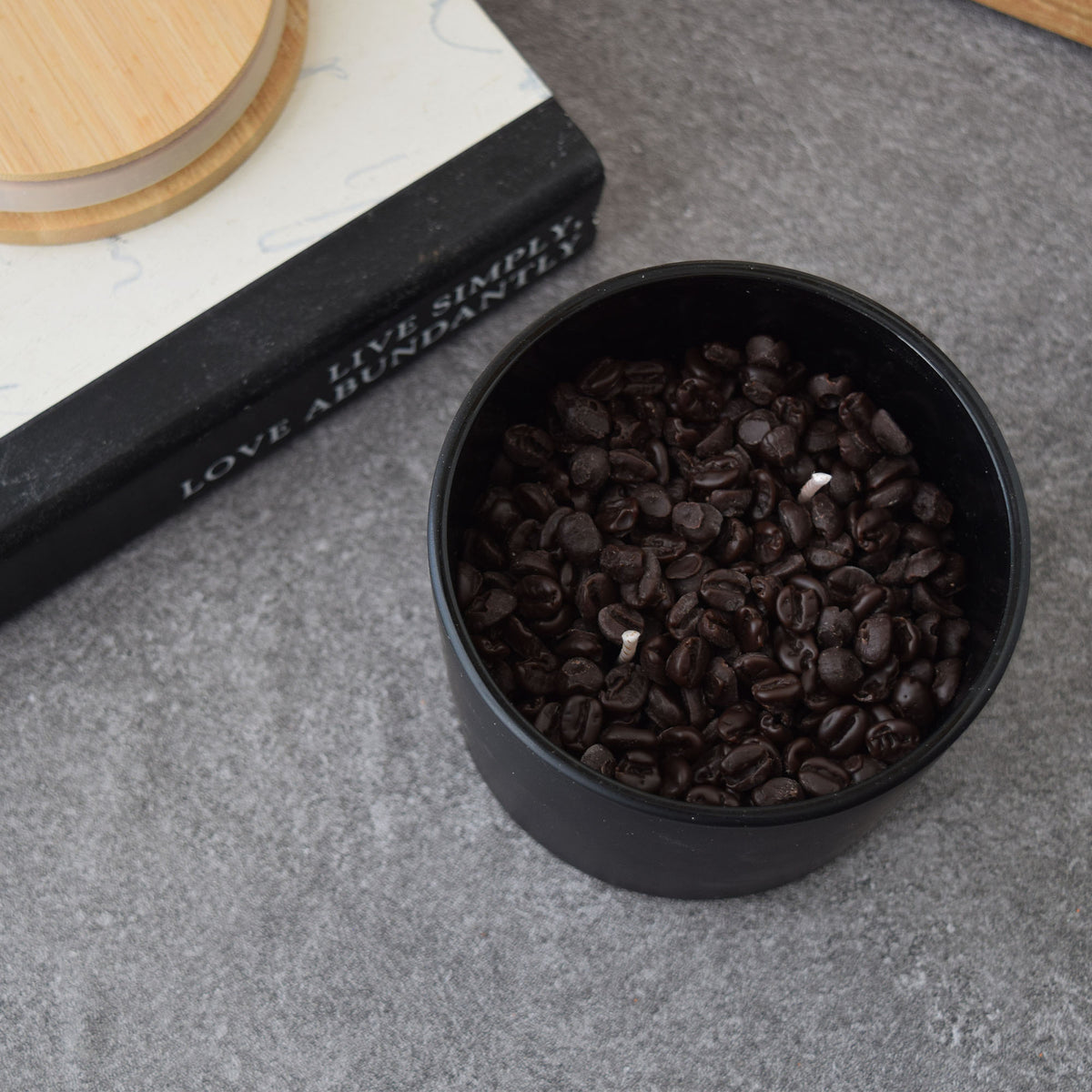 Fresh Coffee Soy Candle in Matte Black Glass Jar