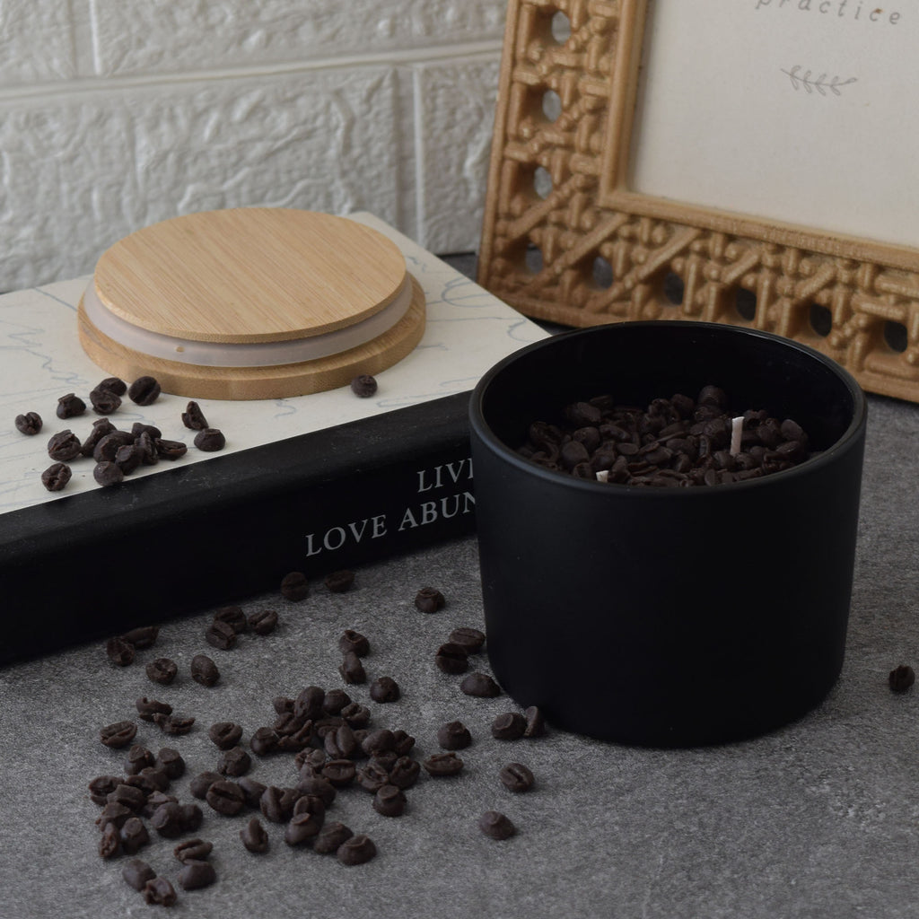 Fresh Coffee Soy Candle in Matte Black Glass Jar