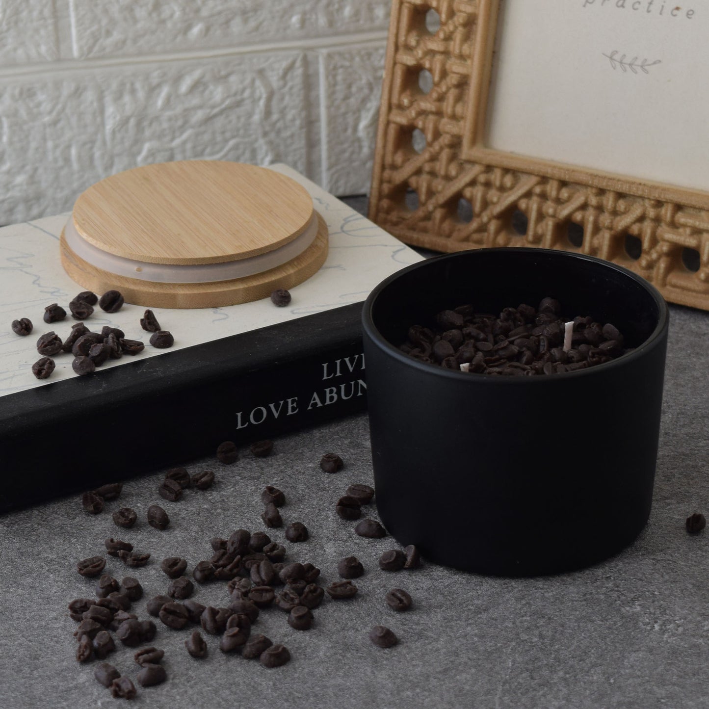 Fresh Coffee Soy Candle Matte Black Glass Jar