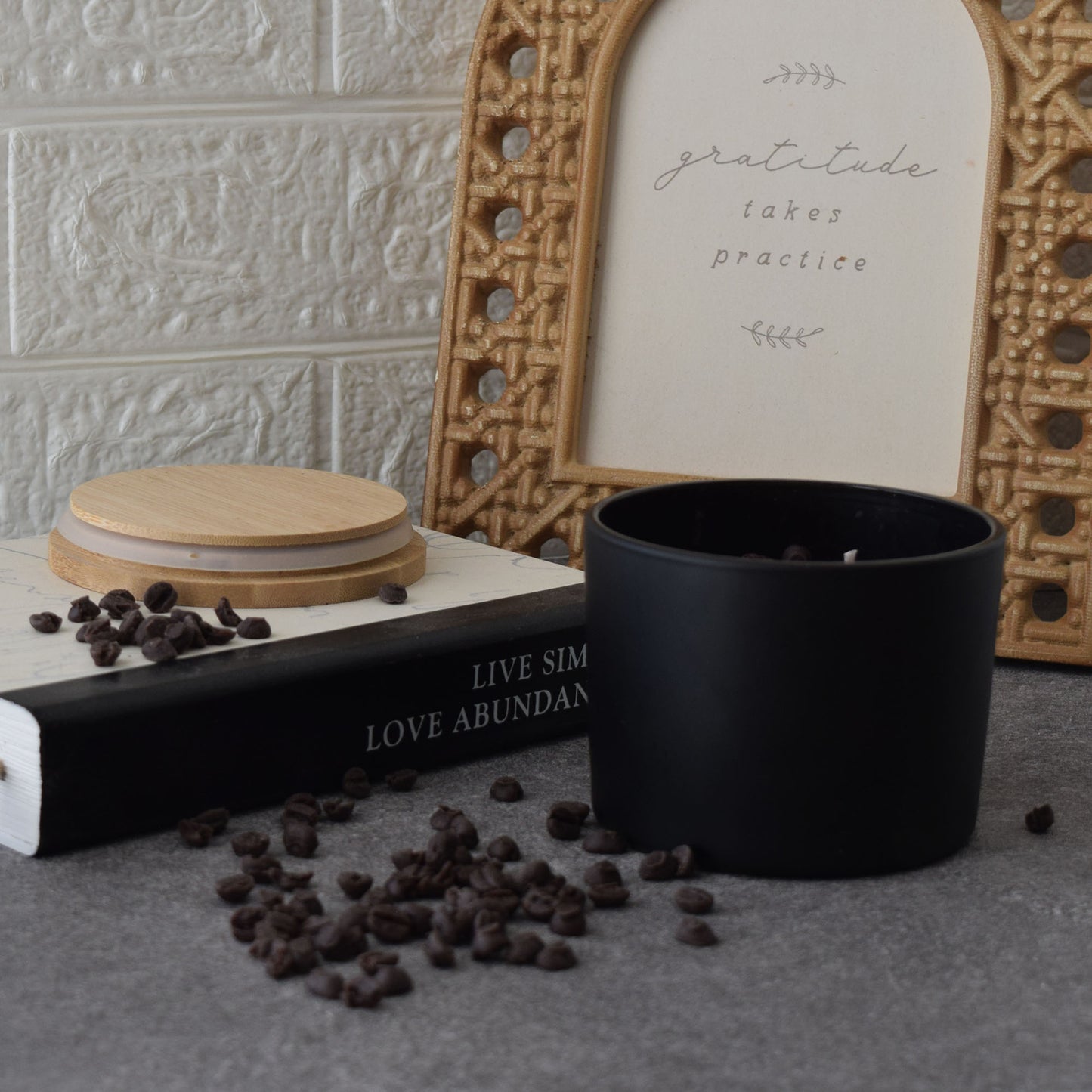 Fresh Coffee Soy Candle Matte Black Glass Jar