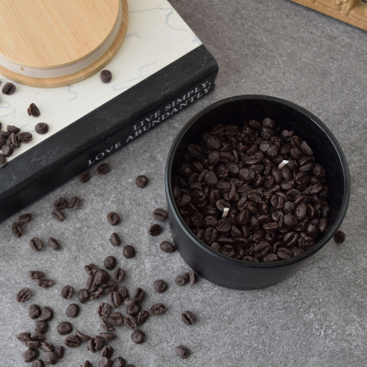 Fresh Coffee Soy Candle in Matte Black Glass Jar