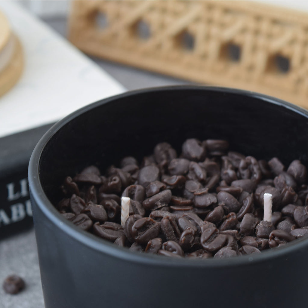 Fresh Coffee Soy Candle in Matte Black Glass Jar
