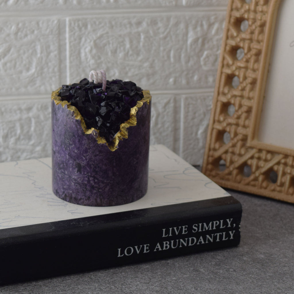 Amethyst Geode Candle Handmade Crystal-Inspired Decor