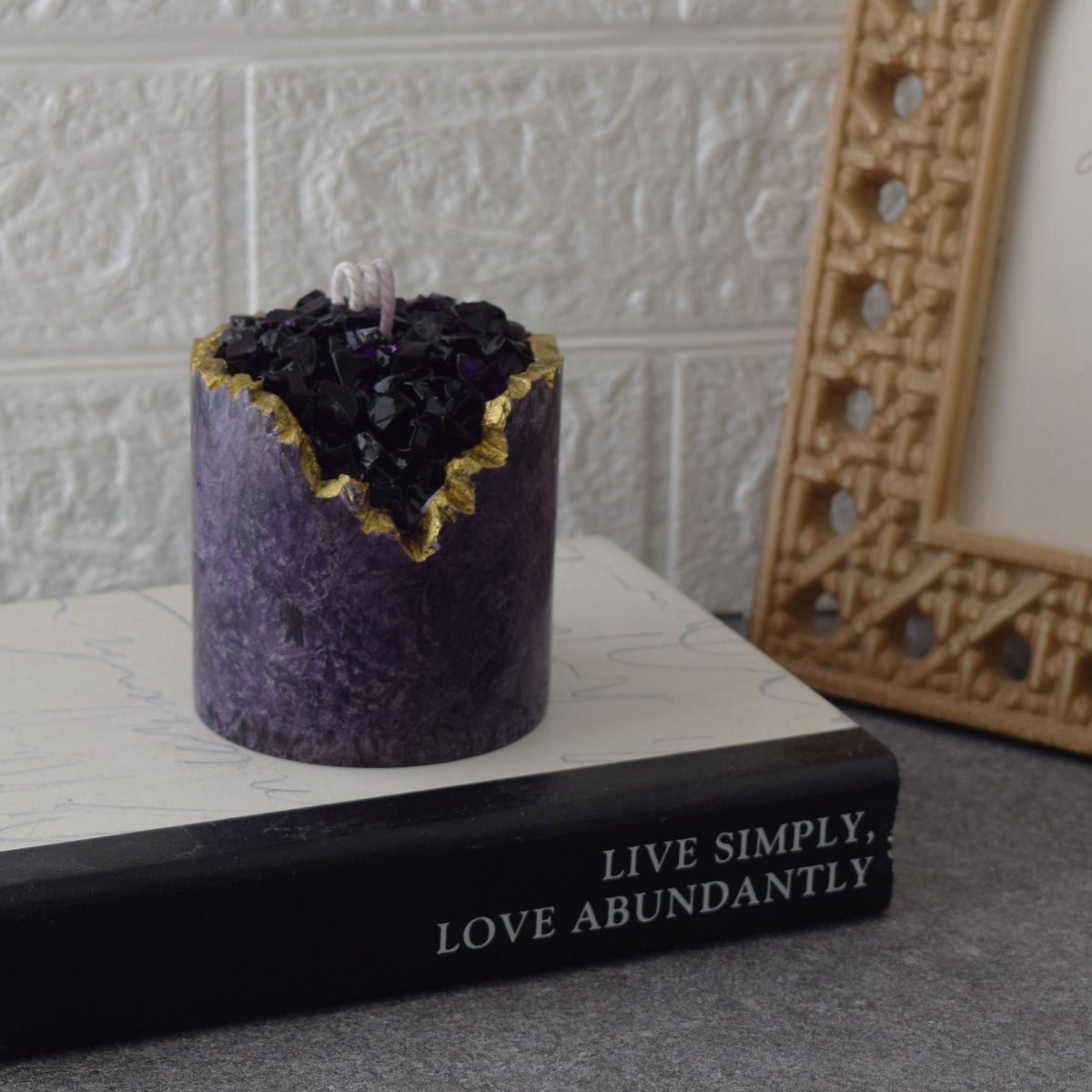 Amethyst Geode Candle Handmade Crystal-Inspired Decor