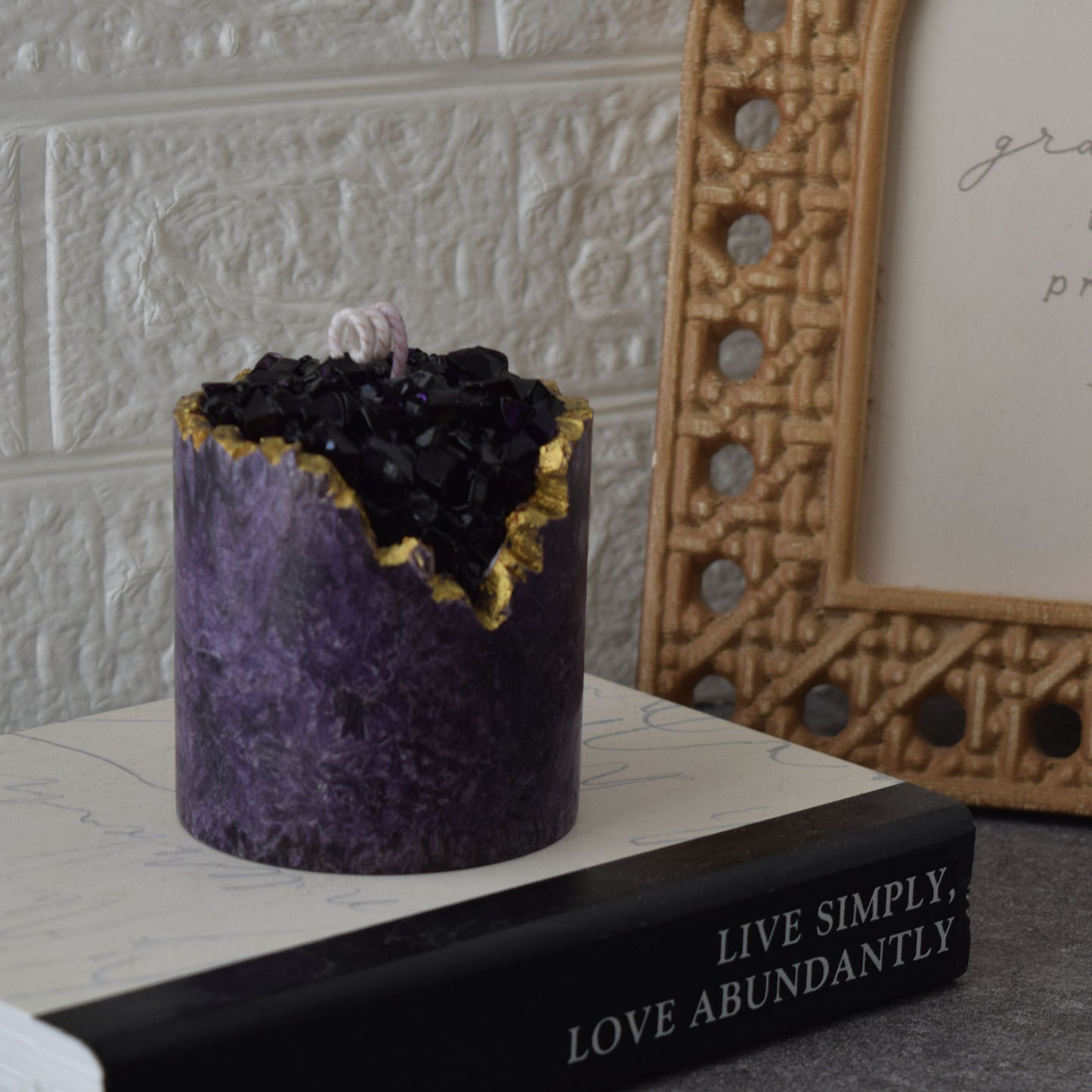 Amethyst Geode Candle Handmade Crystal-Inspired Decor