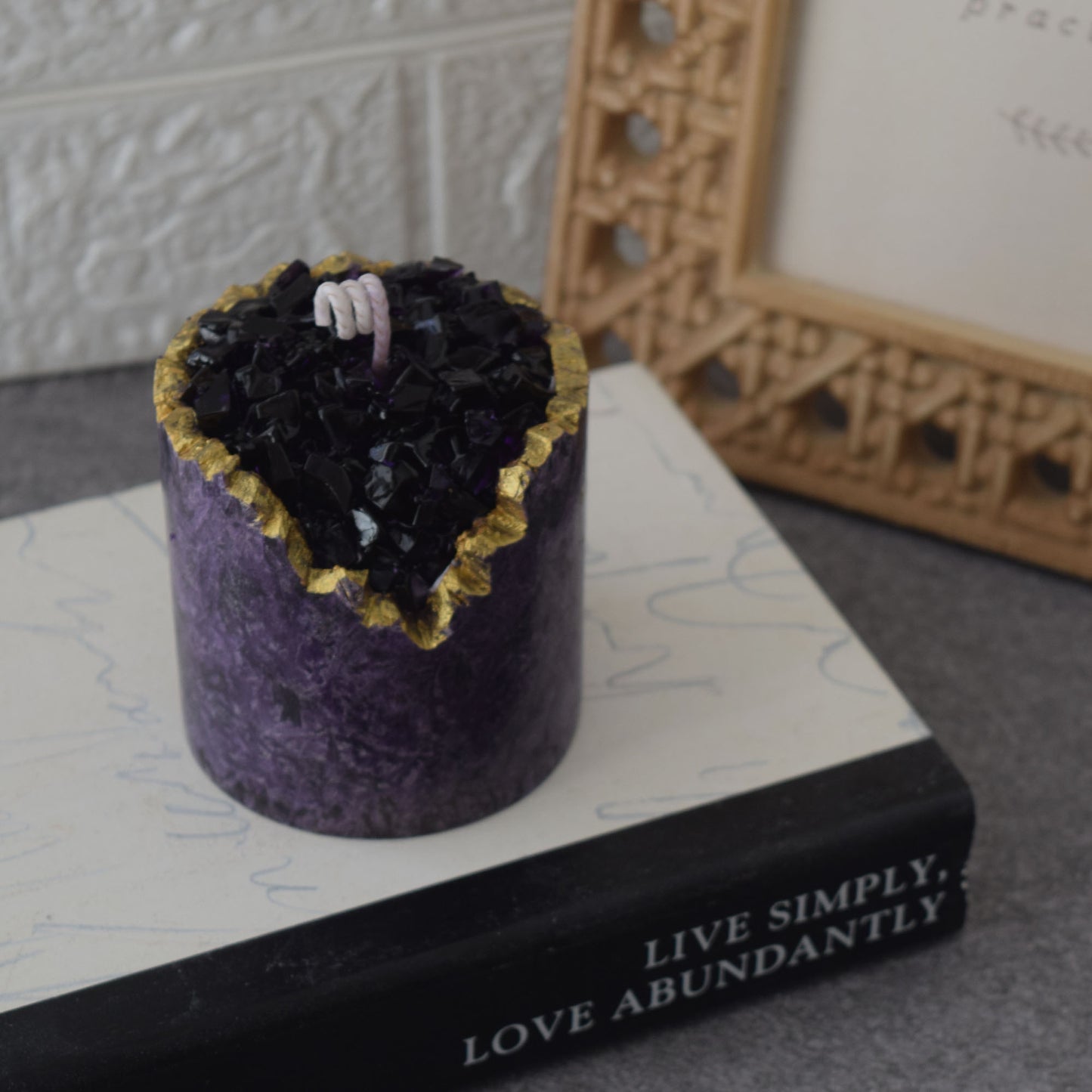 Amethyst Geode Candle Handmade Crystal-Inspired Decor