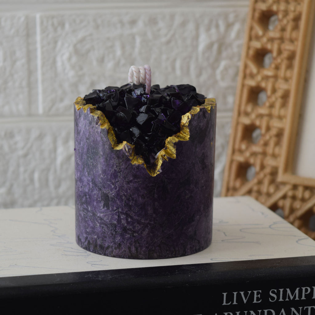 Amethyst Geode Candle Handmade Crystal-Inspired Decor