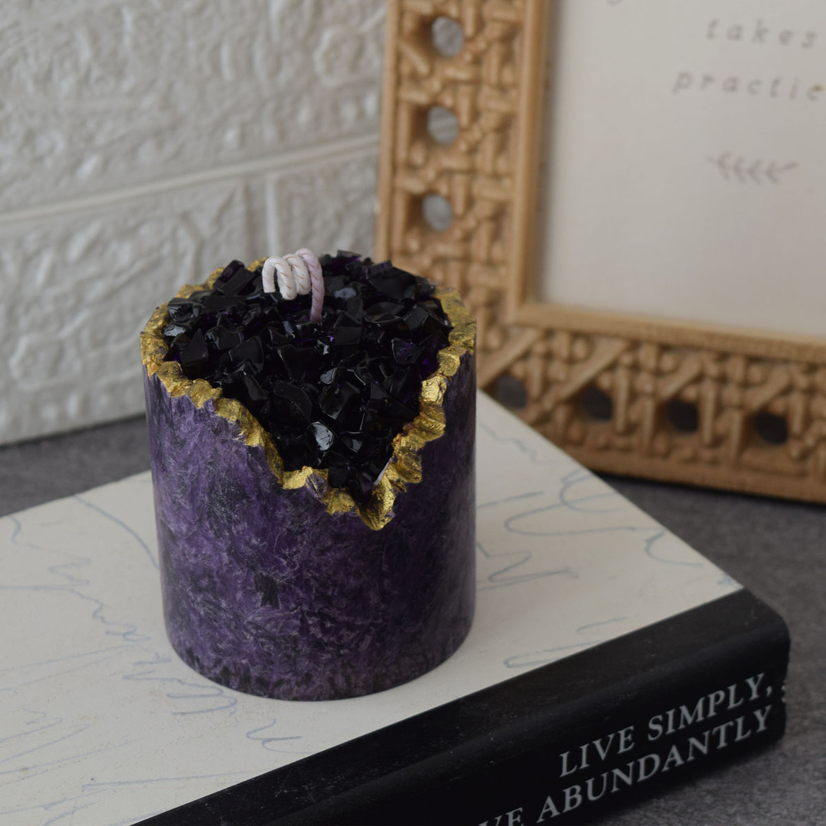 Amethyst Geode Candle Handmade Crystal-Inspired Decor