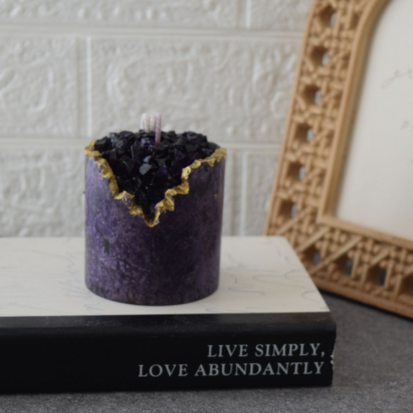 Amethyst Geode Candle Handmade Crystal-Inspired Decor