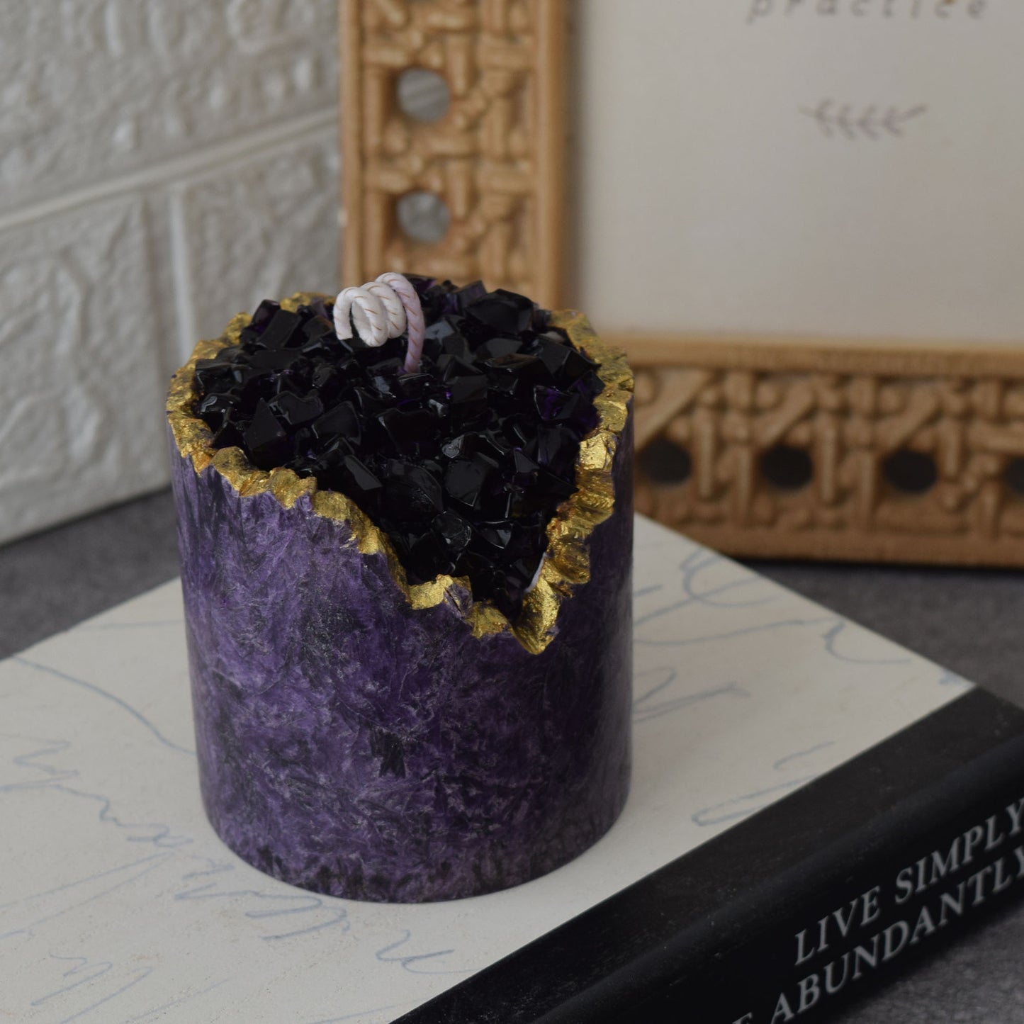 Amethyst Geode Candle Handmade Crystal-Inspired Decor