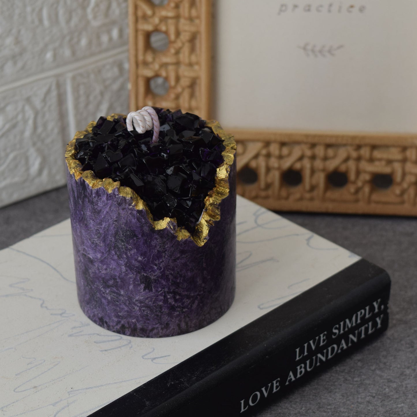 Amethyst Geode Candle Handmade Crystal-Inspired Decor