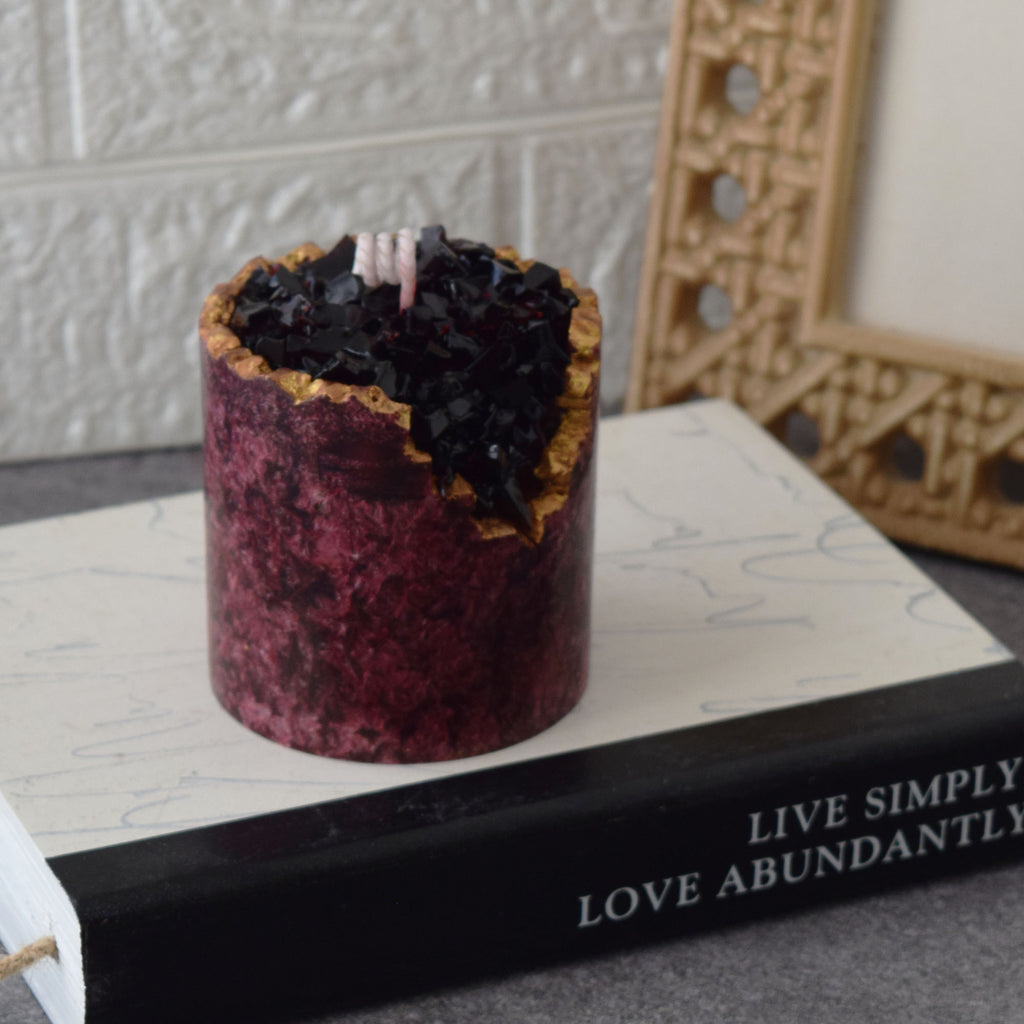Crimson Geode Candle Handmade Crystal-Inspired Decor