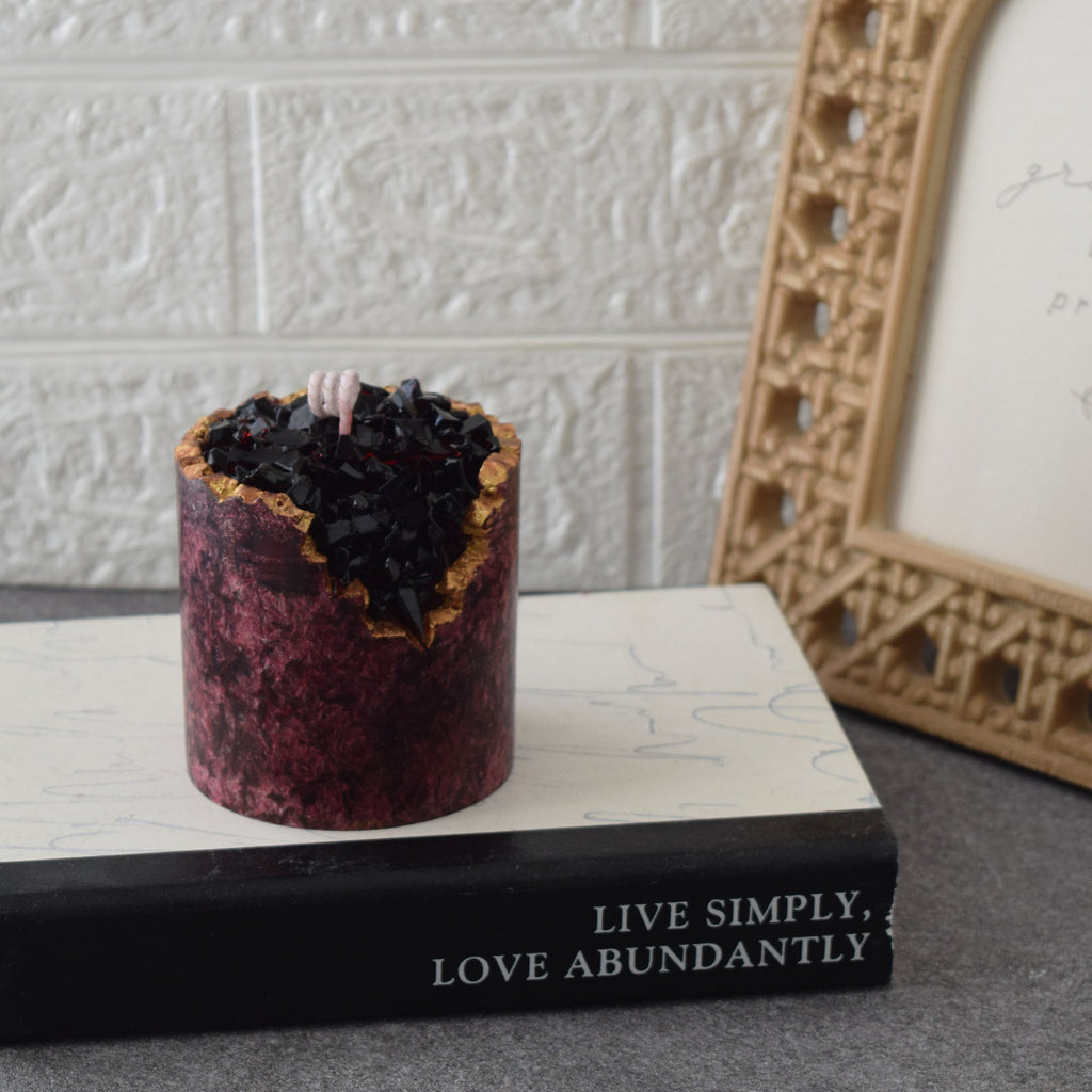 Crimson Geode Candle Handmade Crystal-Inspired Decor