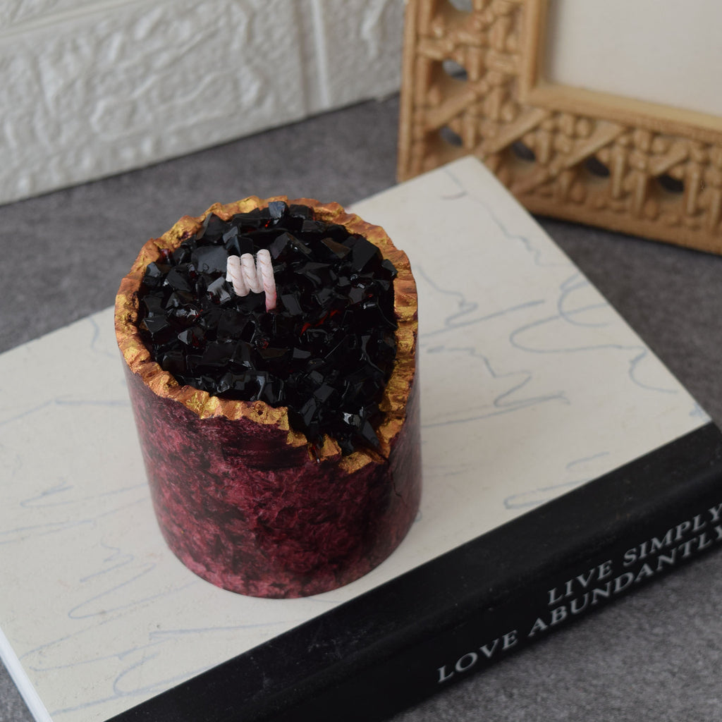 Crimson Geode Candle Handmade Crystal-Inspired Decor