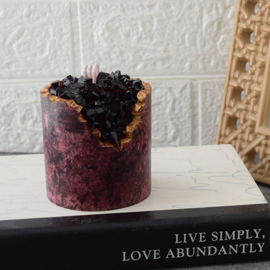 Crimson Geode Candle Handmade Crystal-Inspired Decor