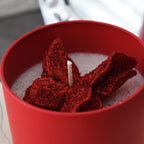 Red Butterfly Candle Frosted Tin Floral Design