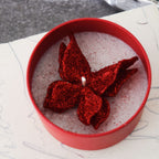 Red Butterfly Candle Frosted Tin Floral Design