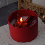 Red Butterfly Candle Frosted Tin Floral Design