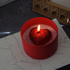 Red Heart Candle Handmade Romantic Candle in Matte Red Tin