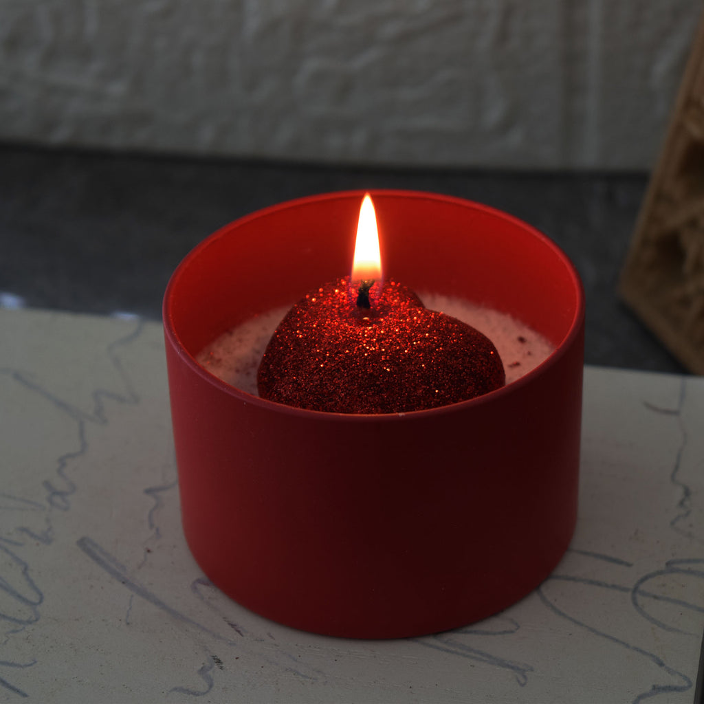 Red Heart Candle Handmade Romantic Candle in Matte Red Tin