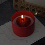 Red Heart Candle Handmade Romantic Candle in Matte Red Tin