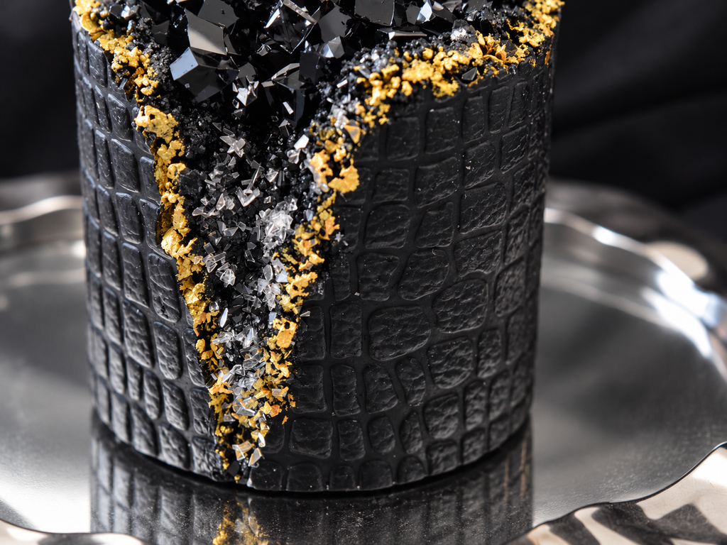 Black Geode Candle – Gold & Silver Sculptural Candle