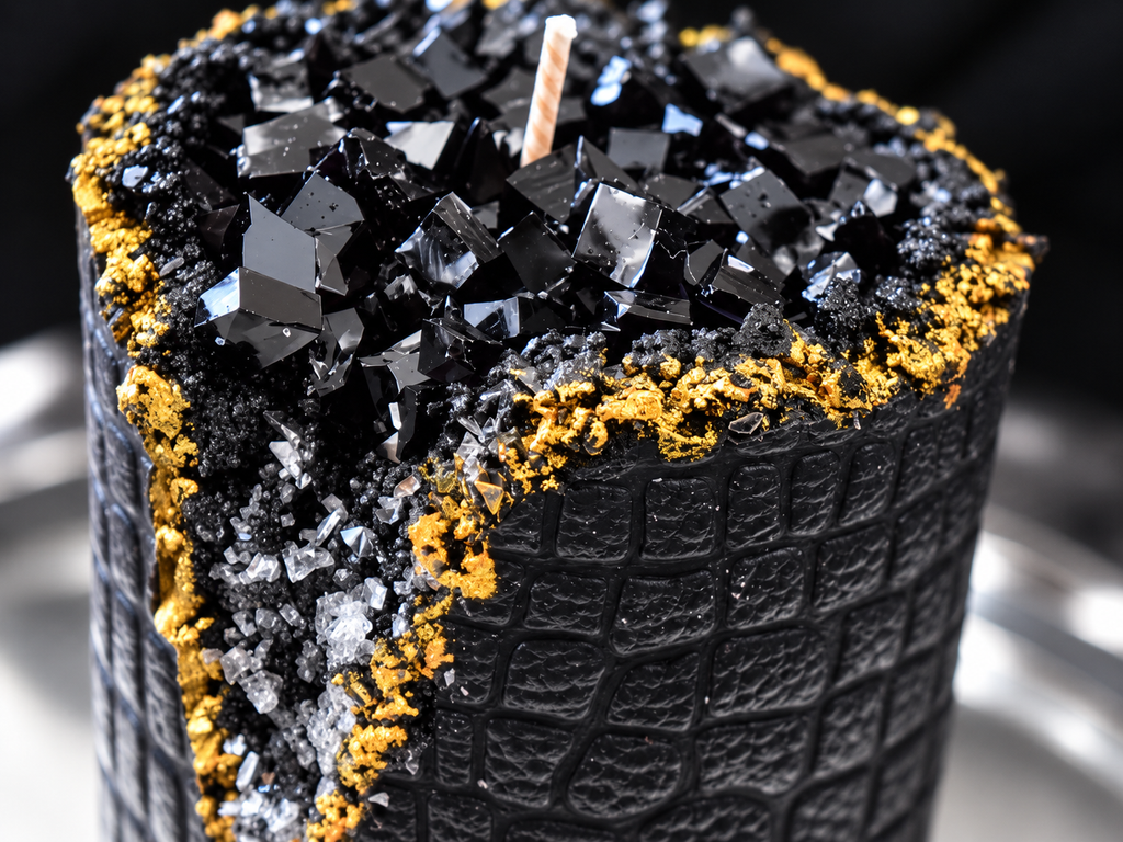 Black Geode Candle – Gold & Silver Sculptural Candle