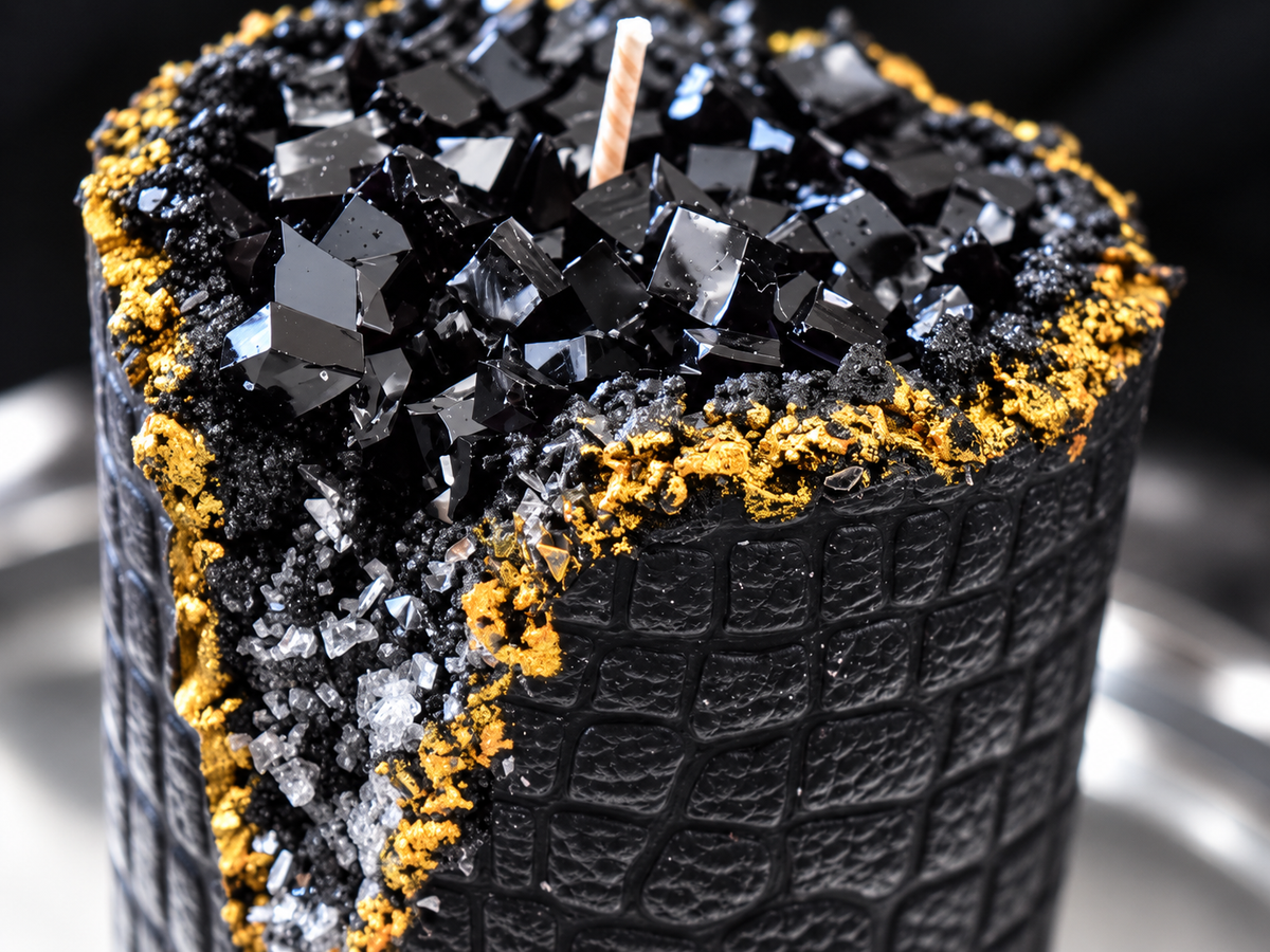 Black Geode Candle – Gold & Silver Sculptural Candle