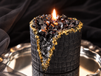 Black Geode Candle – Gold & Silver Sculptural Candle