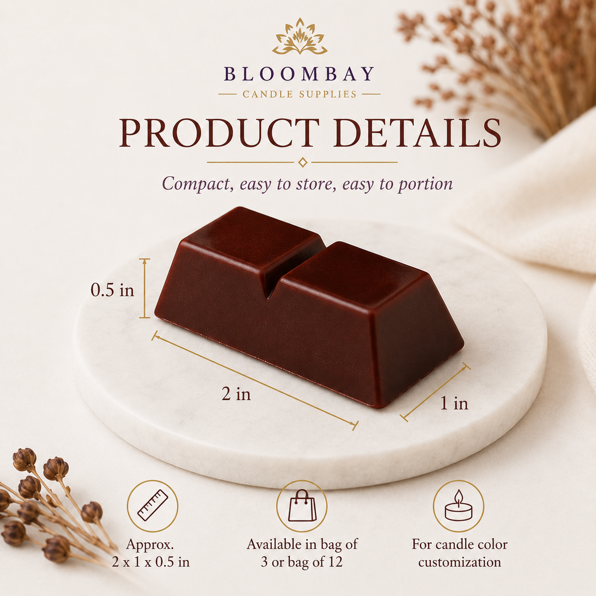 Brown Candle Dye Blocks for Candle Making