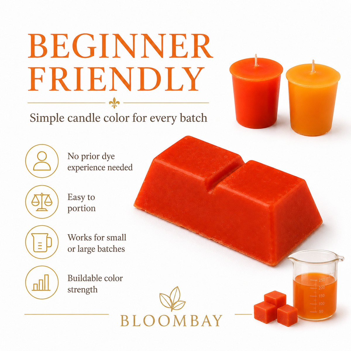 Orange Candle Dye Blocks for Candle Making